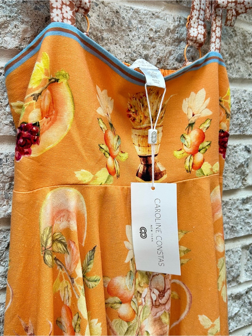 Caroline Constas Orange Floral & Fruit Tie-Shoulder Mini Dress - Picture 6 of 7
